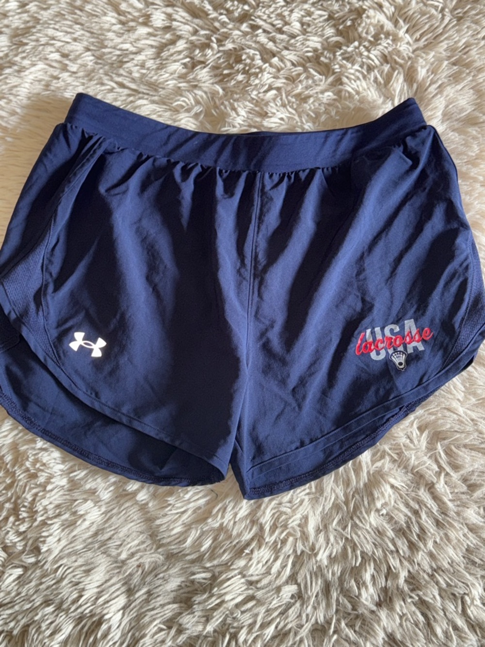 🥍 🇺🇸Under Armour Navy Women's Athletic USA Lacrosse Shorts Small